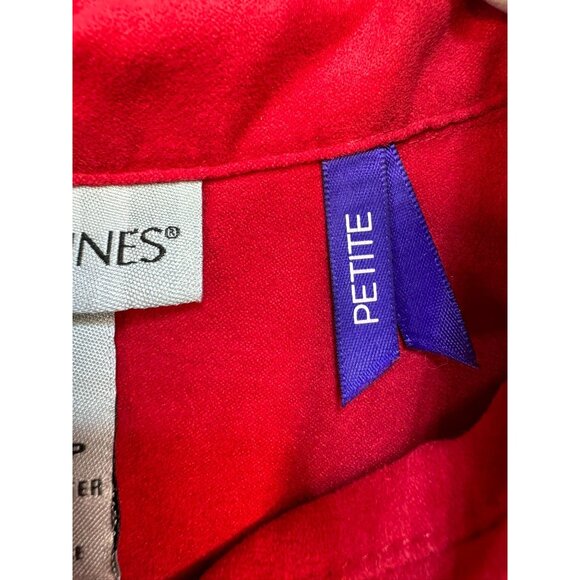 Catherines Womens Button-Up Top Shirt Blouse 14/16WP Petite Red Holiday Christma - Picture 3 of 9